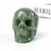 3" Realistic Skull Hand Carved Green Aventurine Quartz Stone Natural Crystal Statue Healing Sculpture