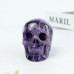 3" Realistic Skull Hand Carved Dream Amethyst Quartz Stone Natural Crystal Statue Healing Sculpture