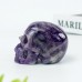 3" Realistic Skull Hand Carved Dream Amethyst Quartz Stone Natural Crystal Statue Healing Sculpture