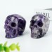 3" Realistic Skull Hand Carved Dream Amethyst Quartz Stone Natural Crystal Statue Healing Sculpture