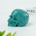 3" Realistic Skull Hand Carved Amazonite Quartz Stone Natural Crystal Statue Healing Sculpture