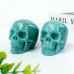 3" Realistic Skull Hand Carved Amazonite Quartz Stone Natural Crystal Statue Healing Sculpture