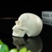 3" Realistic Skull Hand Carved White Ivory Jade Stone Natural Crystal Statue Healing Sculpture