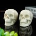 3" Realistic Skull Hand Carved White Ivory Jade Stone Natural Crystal Statue Healing Sculpture