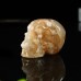 2" Realistic Skull Hand Carved Sakura Agate Quartz Stone Natural Crystal Statue Healing Sculpture