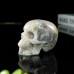 3" Realistic Skull Hand Carved Sakura Agate Quartz Stone Natural Crystal Statue Healing Sculpture