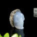 2.2" Blue Chalcedony Agate Carved Realistic Skull Natural Crystal Statue Scupture