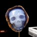 1445g 5" Blue Chalcedony Agate Carved Realistic Skull Natural Crystal Statue