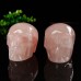 1.73" Skull Pink Rose Quartz Stone Carved Natural Crystal Chakra Healing Statue Stone Sculpture