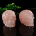 1.73" Skull Pink Rose Quartz Stone Carved Natural Crystal Chakra Healing Statue Stone Sculpture