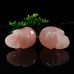 1.73" Skull Pink Rose Quartz Stone Carved Natural Crystal Chakra Healing Statue Stone Sculpture