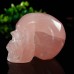 1.73" Skull Pink Rose Quartz Stone Carved Natural Crystal Chakra Healing Statue Stone Sculpture