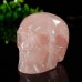 1.73" Skull Pink Rose Quartz Stone Carved Natural Crystal Chakra Healing Statue Stone Sculpture