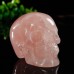 1.73" Skull Pink Rose Quartz Stone Carved Natural Crystal Chakra Healing Statue Stone Sculpture