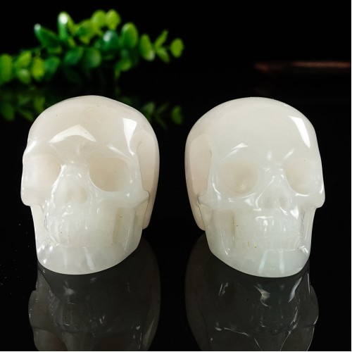 1.73" Skull Pink Quartz Stone Hand Carved Natural Crystal Chakra Healing Statue Stone Sculpture