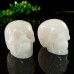 1.73" Skull Pink Quartz Stone Hand Carved Natural Crystal Chakra Healing Statue Stone Sculpture