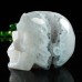 3" Skull Agate Quartz Geode Druse Clust Hand Carved Natural Crystal Stone Statue