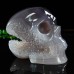 3.5" Skull Agate Quartz Geode Druse Clust Carved Natural Crystal Stone Statue