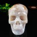 5.7" 2188g Sakura Agate Carved Skull Clust Drust Geode Natural Crystal Statue