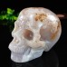 5.7" 2188g Sakura Agate Carved Skull Clust Drust Geode Natural Crystal Statue