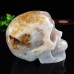 5.7" 2188g Sakura Agate Carved Skull Clust Drust Geode Natural Crystal Statue