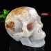 5.7" 2188g Sakura Agate Carved Skull Clust Drust Geode Natural Crystal Statue