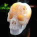 5.7" 2188g Sakura Agate Carved Skull Clust Drust Geode Natural Crystal Statue