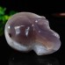 3.38" 422g Agate Hand Carved Skull Clust Drust Geode Natural Crystal Statue