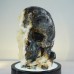 9" Half Skull Carvings Agate Chalcedony Clust Druse Geode Natural Crystal Statue