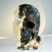 9" Half Skull Carvings Agate Chalcedony Clust Druse Geode Natural Crystal Statue