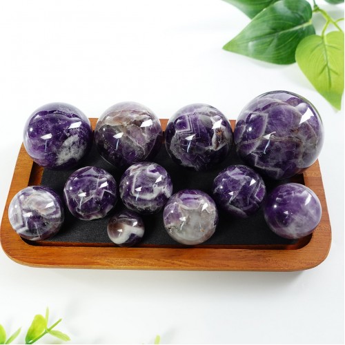 Wholesales 30mm-50mm Amethyst Quartz Sphere Energy Ball Natural Crystal Statue Healing 1KG