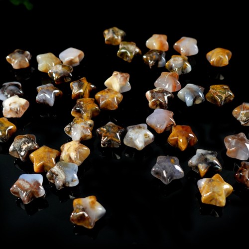 Wholesale 20mm Star Hand Carved Yellow Chalcedony Jasper Natural Crystal Quartz DIY Craft 1KG