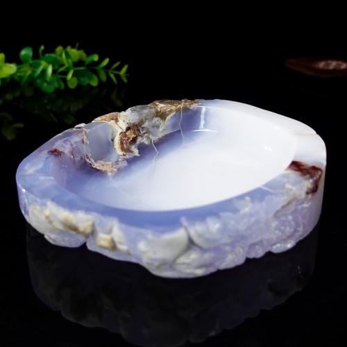 1114g 2.46LB 6.7" Blue Chalcedony Cigarette Ashtray Container Natural Crystal