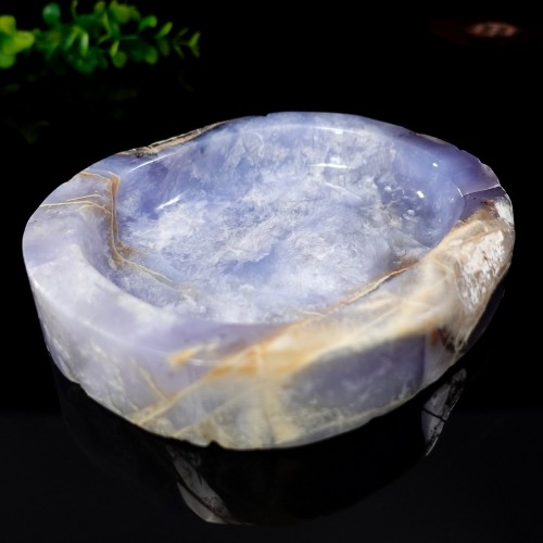 1148g 2.53LB 6.8" Blue Chalcedony Cigarette Ashtray Container Natural Crystal