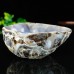 4.5" 389g Stone Bowl Carved Natural Blue Chalcedony Gemstone Container Art Decor