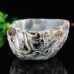 4.5" 389g Stone Bowl Carved Natural Blue Chalcedony Gemstone Container Art Decor