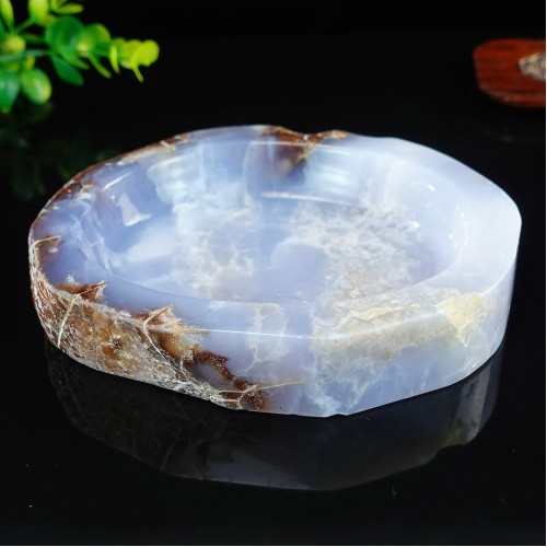 1000g 6.7" Natural Blue Chalcedony Cigarette Ashtray Container Natural Crystal