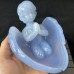 New A+ Level Blue Chalcedony Crystal Angel Bless Sculpture Meditation Hand Carved Reiki Healing Decoration