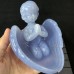 New A+ Level Blue Chalcedony Crystal Angel Bless Sculpture Meditation Hand Carved Reiki Healing Decoration