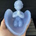 New A+ Level Blue Chalcedony Crystal Angel Bless Sculpture Meditation Hand Carved Reiki Healing Decoration