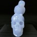 5.2" Top A+ Level Blue Chalcedony Skull&Raven Sculpture Hand Carved Quartz Crystal Home Office Decor Collection