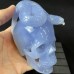 5.4" A+ Blue Chalcedony Skull & Snake Crystal Carving Healing Art Craft Collection Home Office Decor