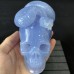 5.4" A+ Blue Chalcedony Skull & Snake Crystal Carving Healing Art Craft Collection Home Office Decor