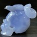 5.4" A+ Blue Chalcedony Skull & Snake Crystal Carving Healing Art Craft Collection Home Office Decor