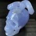 5.4" A+ Blue Chalcedony Skull & Snake Crystal Carving Healing Art Craft Collection Home Office Decor