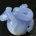 5.4" A+ Blue Chalcedony Skull & Snake Crystal Carving Healing Art Craft Collection Home Office Decor