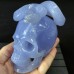 5.4" A+ Blue Chalcedony Skull & Snake Crystal Carving Healing Art Craft Collection Home Office Decor