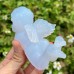 New Orignal 4" Blue Chalcedony Crystal Angel Nice Chalcedony Carving Angle Figurine Chakra Healing Stone Home Office Decor