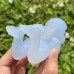 New Orignal 4" Blue Chalcedony Crystal Angel Nice Chalcedony Carving Angle Figurine Chakra Healing Stone Home Office Decor