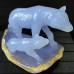 5'' Crystal Wolf Blue Chalcedony Wolves Home Decoration Animal Statue